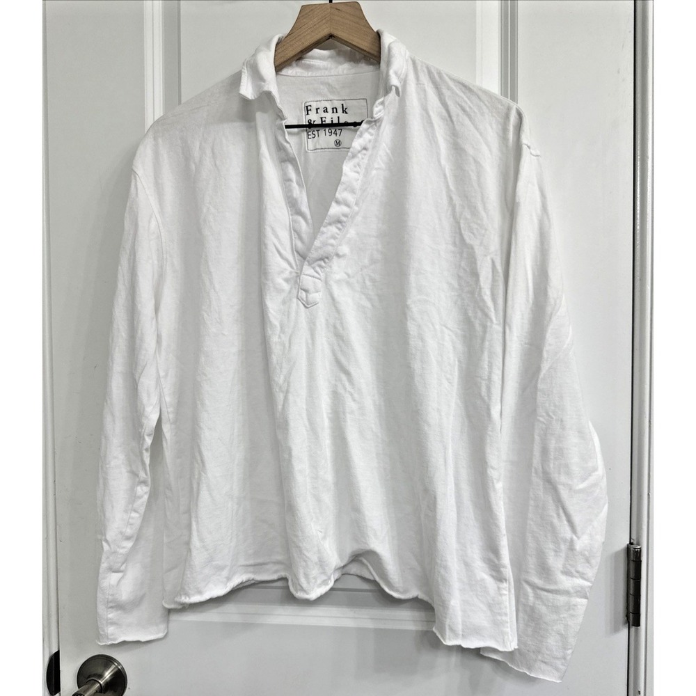 Frank & Eileen Women Size Medium Tee Lab Patrick V-Neck Popover Pullover White